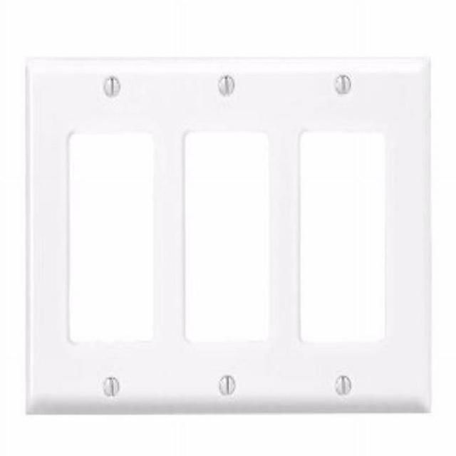 protective Powder Coated 3 Gang Thermoset Plastic Decora Wall Plate, White