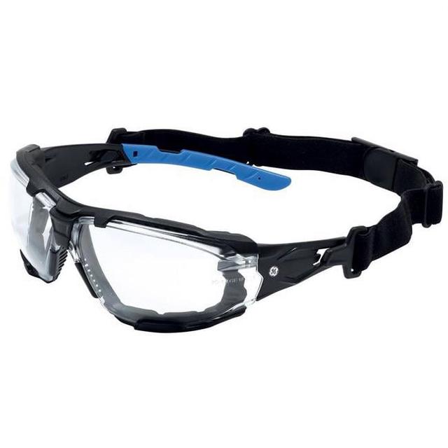 Anti-Fog Impact-Resistant Clear Lens Frame Safety Glass&#44; Black & Blue