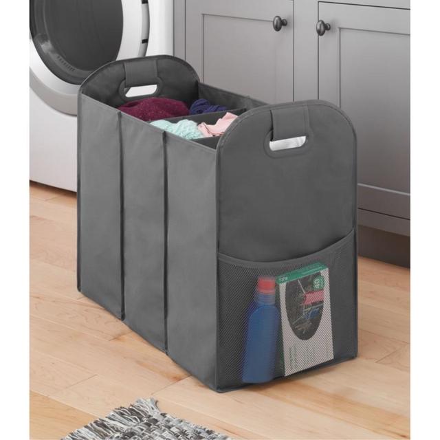 Gray Fabric Collapsible Hamper