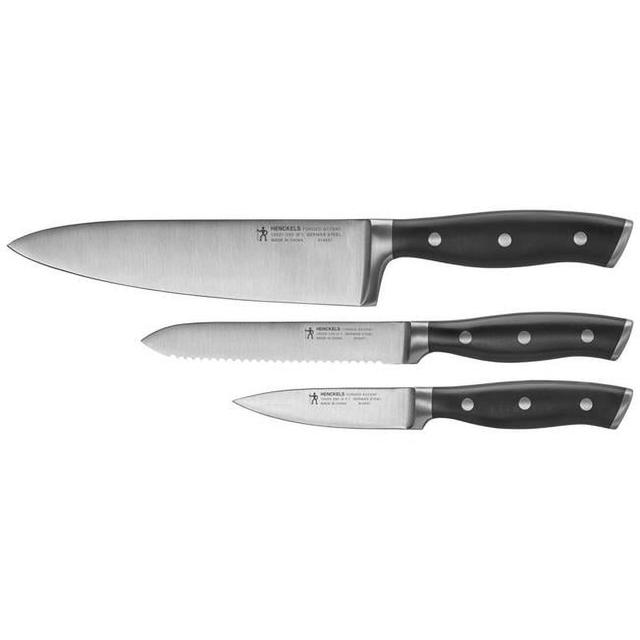 Black & Silver Stainless Steel Chefs Knife Set, Satin - 3 Piece