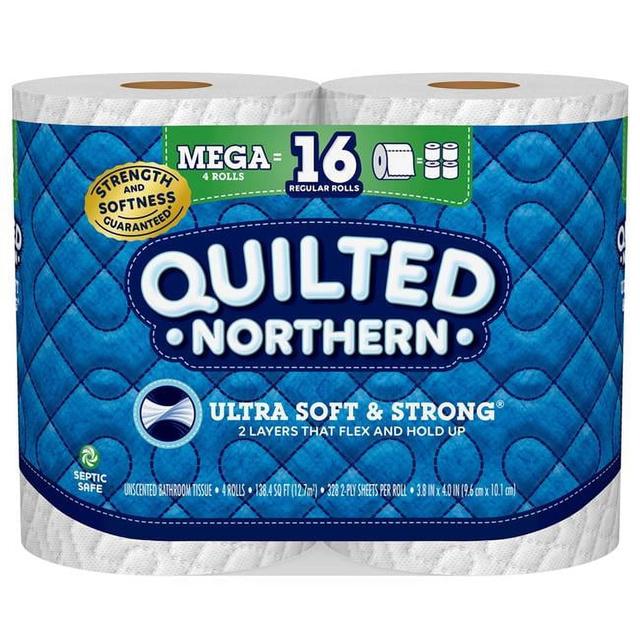 138.49 sq ft. White Ultra Soft & Strong Toilet Paper, 4 Rolls - 328 Sheet, Pack of 12