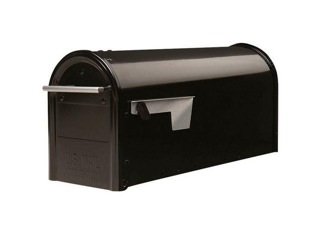 Franklin Contemporary Galvanized Steel Post Mount Mailbox, Black