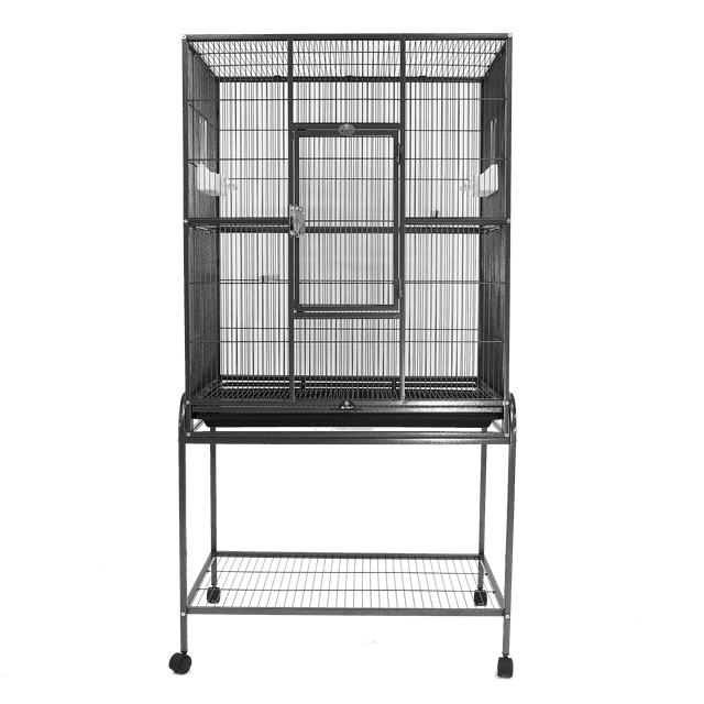 31 x 20 in. Flight Cage & Removable Stand with Bottom Shelf, Black