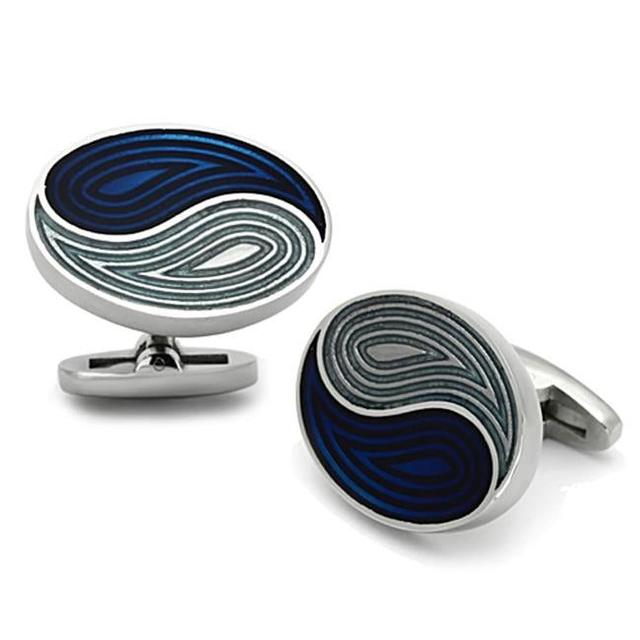 Men High Polished Stainless Steel Cufflink with Epoxy in Multi Color