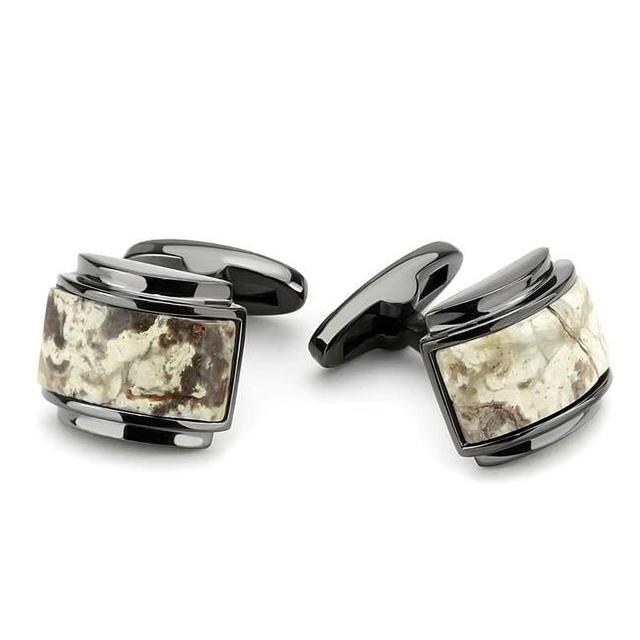 TK3290 Men IP Light Black Stainless Steel Cufflink with Semi-Precious in Animal pattern
