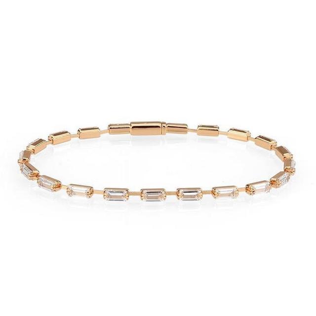 7 in. Rose Gold Brass Bracelet with AAA Grade CZ, Clear