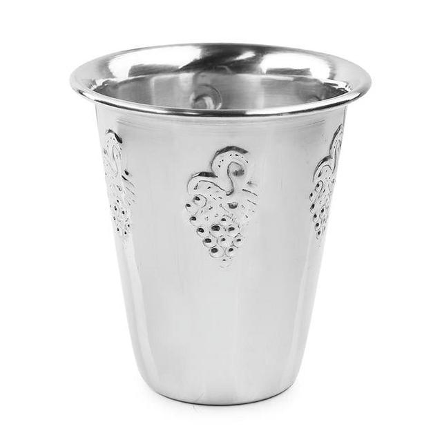 A&amp;M Judaica and Gifts  Kiddush Cup with Stainless Steel Grape - 3 in.