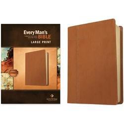 222352 NLT Every Mans & Large Print LeatherLike Bible - Pursuit Saddle Tan