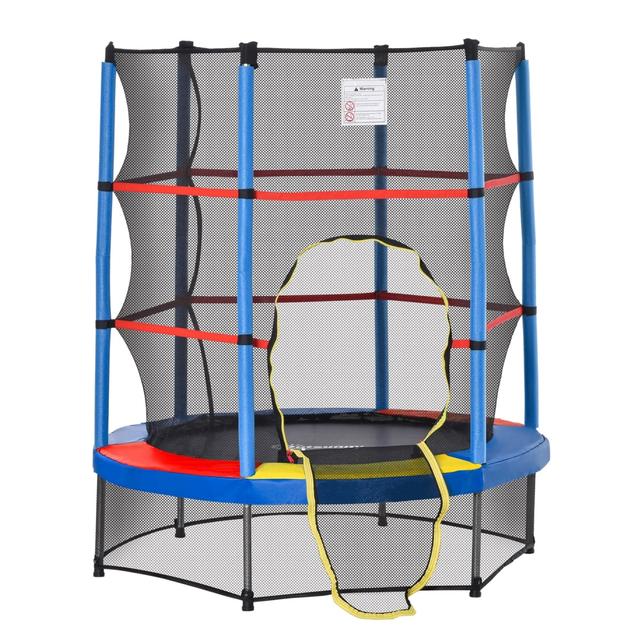 342-032MX 5 ft. Outsunny Kids Trampoline with Enclosure Net for Age 3 to 6 Years, Mixed Color
