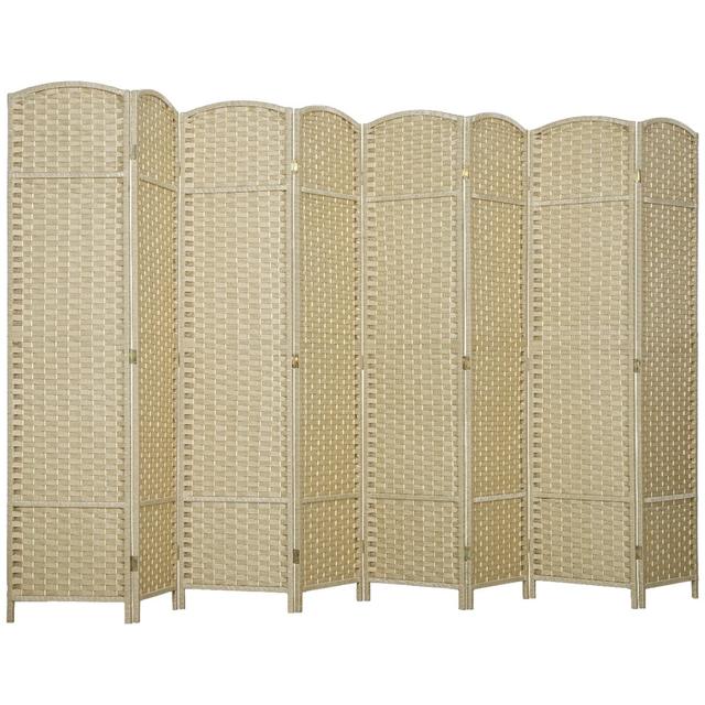 830-814V02BG 5.6 ft. Tall HOMCOM Folding Room Divider Screen - 8 Panel Privacy Screen Freestanding Room Partition for Home Office&#44; Beige