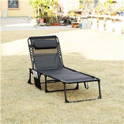 84B-812BK Outsunny Reclining Lounge Chair with Adjustable Backrest & Removable Pillow&#44; Black