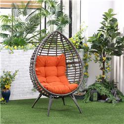 867-047OG Outsunny Teardrop Wicker Lounge Chair with Soft Cushion&#44; Orange