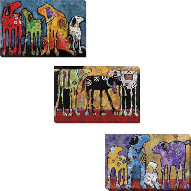 Best Friends, Looking for Trouble, & Cast of Characters by Jenny Foster 3 Piece Premium Gallery-Wrapped Canvas Giclee Art Set - 16 x 24 in.