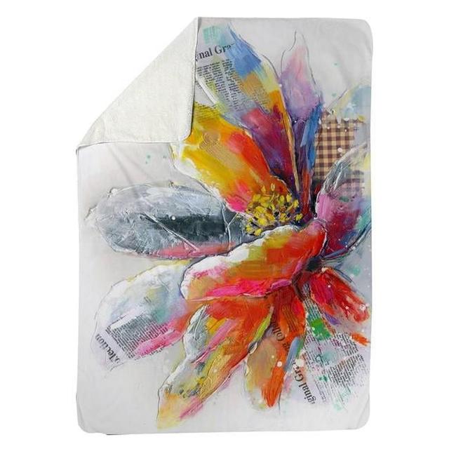 60 x 80 in. Abstract Flower with Texture-Sherpa Fleece Blanket