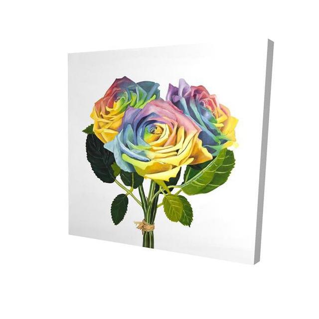 16 x 16 in. Bouquet of Rainbow Roses-Print on Canvas