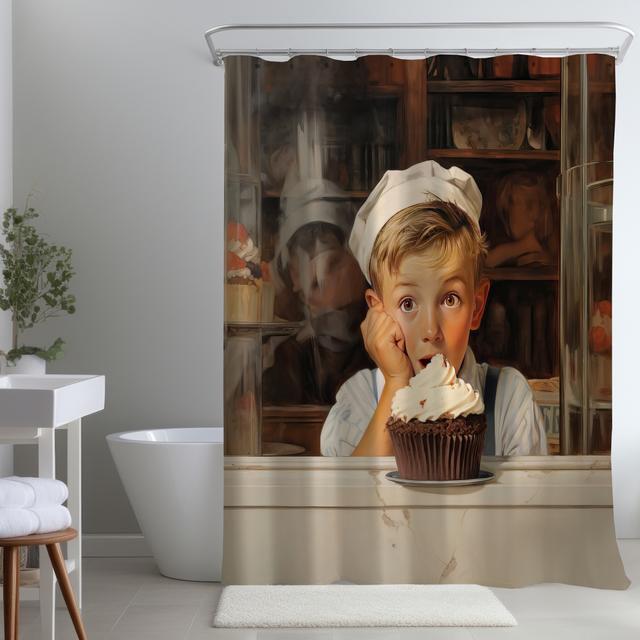 4240-7174-GA154 71 x 74 in. The Best Cupcake Shower Curtain - Contemporary Food Decor