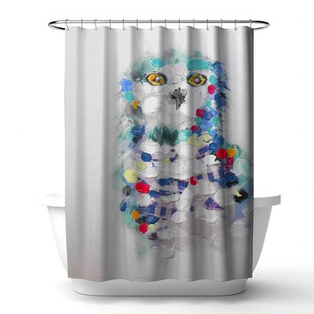 4240-7174-AN45-1 71 x 74 in. Abstract Owl Animals Bedroom Blue Shower Curtain - Home Decor
