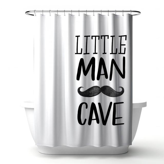4240-7174-QU18 71 x 74 in. Little Man Cave Motivational Quotes White Shower Curtain Decor