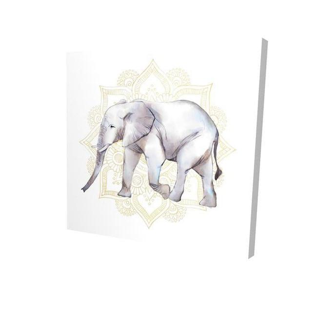 16 x 16 in. Elephant on Mandalas-Print on Canvas