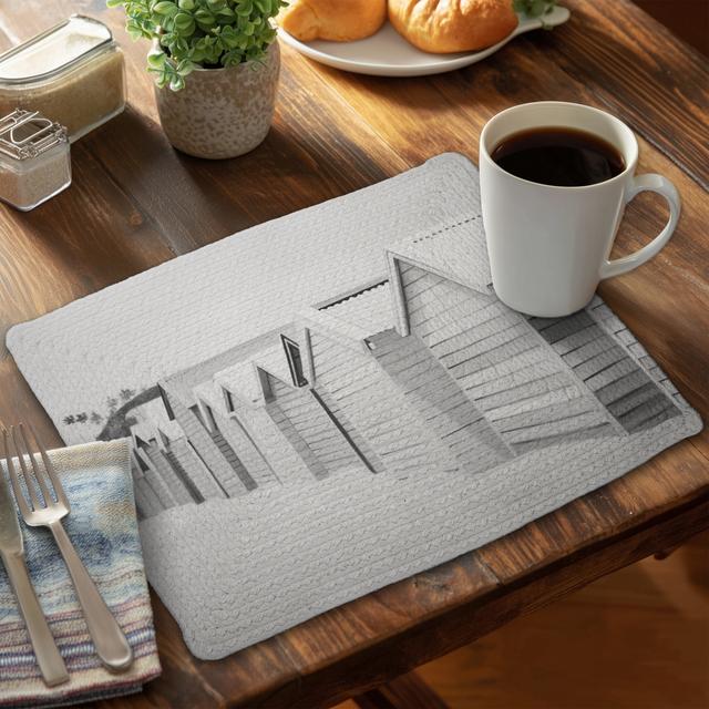CBPM1418CA200U 14 x 18 in. Beach Cabins Monochrome Coastal White Braided Placemat