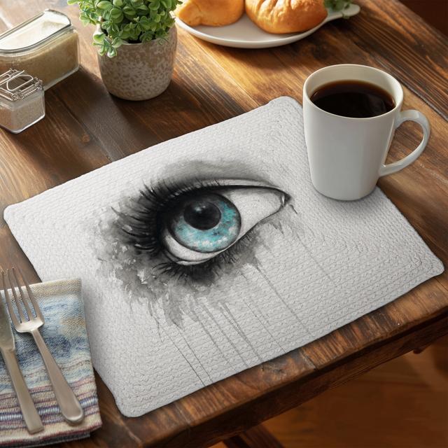 CBPM1418CEV69L 14 x 18 in. Blue Eye Watercolor Braided Placemat - Home Decor Beauty