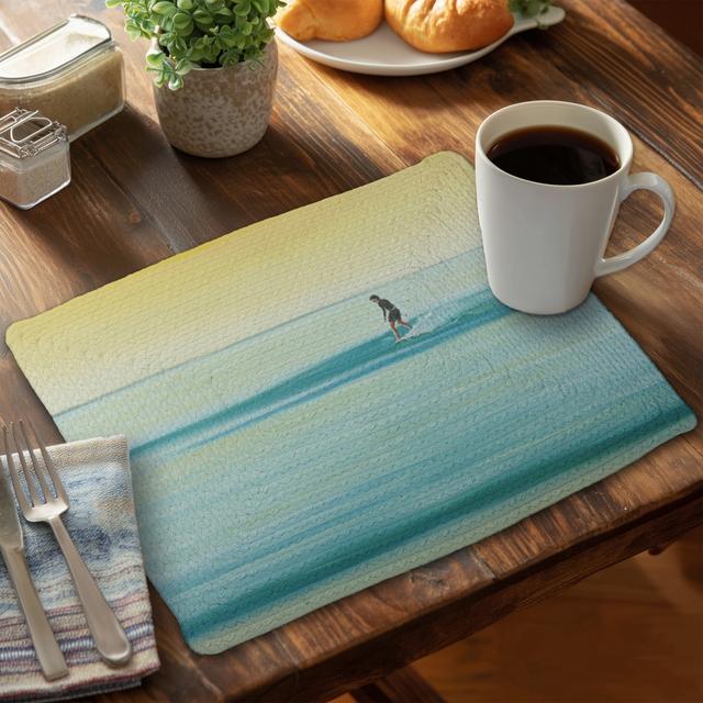CBPM1418E47X3A 14 x 18 in. Blue Scenic Hobbies Braided Polyester Placemat - A Surfer by Dawn