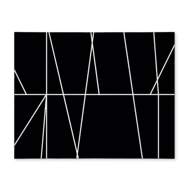 CPPM1418UMQ3ML 14 x 18 in. Abstract Shapes White Placemat - Stripe Black Home Decor