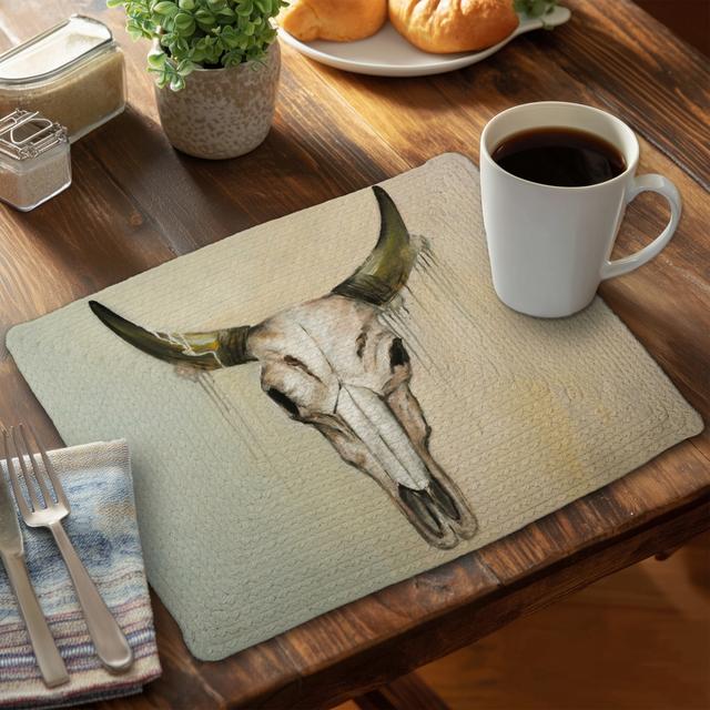 CBPM1418AGFGLY 14 x 18 in. Color Fading Bull Skull Farm Animals Placemat - Home Decor