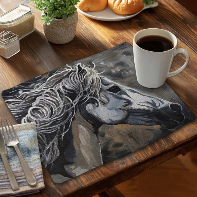 C6BP1418B1VU1H 14 x 18 in. Side of a Wild Horse Braided Polyester Placemat - Home Decor - Set of 6