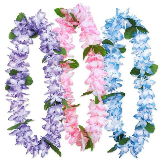 38 in. Island Floral Leis, Assorted Color - Pack of 6
