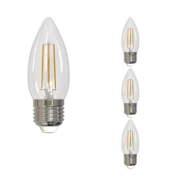 862843 3000K 500 Lumen 5.5 watt LED Filament Dimmable B11 Light Bulbs with Clear Glass & Medium E26 Base&#44; Soft White - Pack of 4