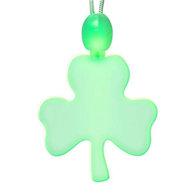 1002060 Large Green Shamrock LED Acrylic Necklace