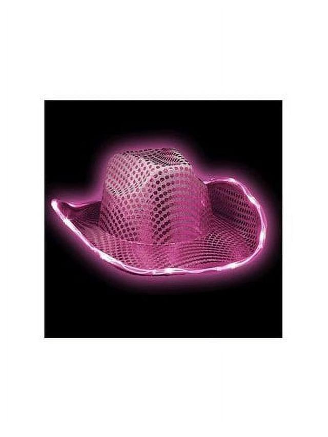 LED Flashing Cowboy Hat with Pink Sequins