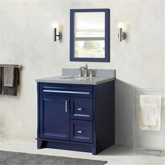 37 in. Single Sink Vanity with Granite Top&#44; Blue & Gray - Left Door & Center Sink