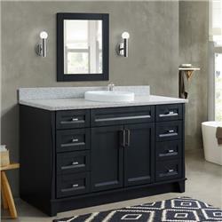 61 in. Single Round Sink Vanity with Granite Top&#44; Dark Gray & Gray