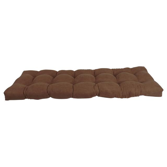 60 x 19 in. Tufted Solid Microsuede Bench Cushion, Chocolate