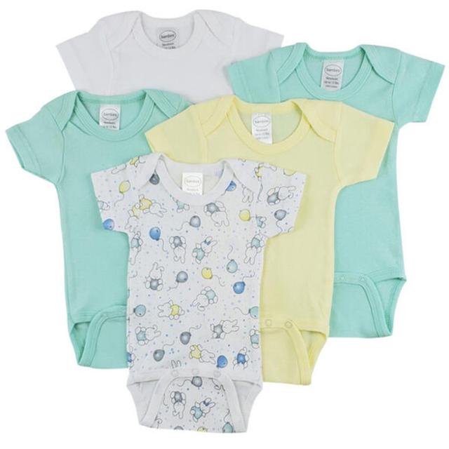CS-0288NB Short Sleeve One Piece - White&#44; Yellow & Blue - Newborn