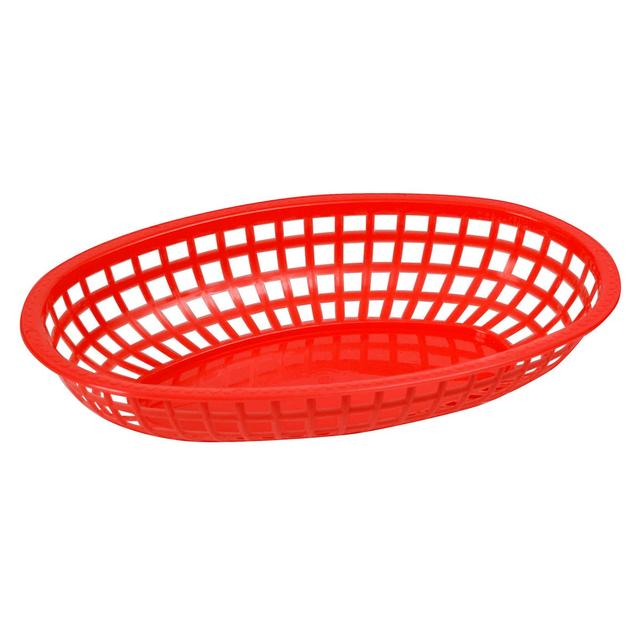 POB-R Oval Fast Food Basket, 10.25 x 6.75 x 2 in. - Red