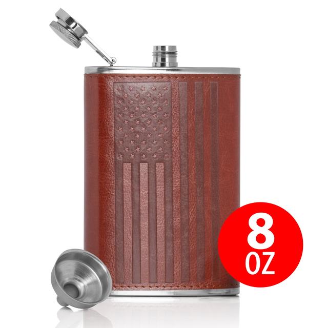KTFLK8FL 8 oz Stainless Steel Flask with Embossed Flag Wrap