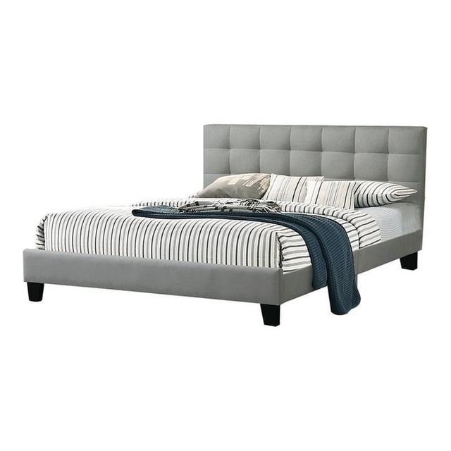 38 x 62 x 86 in. Dex Modern Platform Queen Size Bed with Square Tufted Upholstery&#44; Light Gray