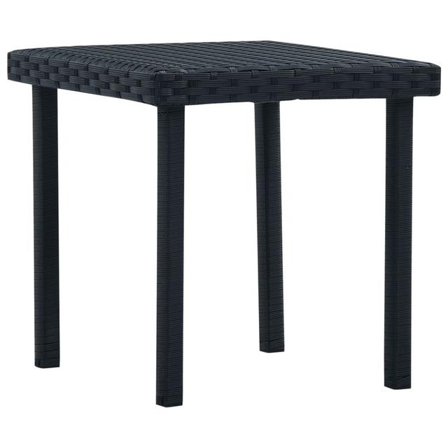 BM325932 Outdoor Side End Tea Table with 16 in. Steel & Square, Black Poly Rattan
