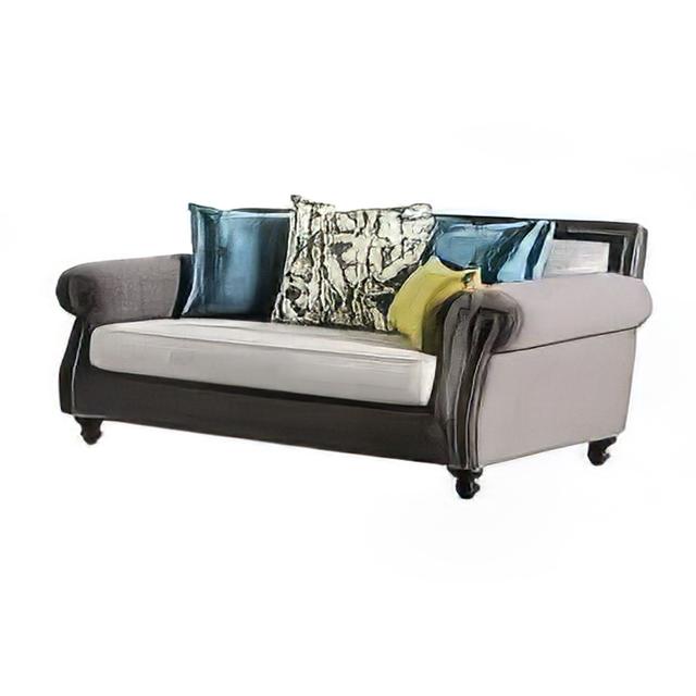 BM330278 Ella Olive Green Gray Button Tufted Microfiber Sofa & Loveseat Set