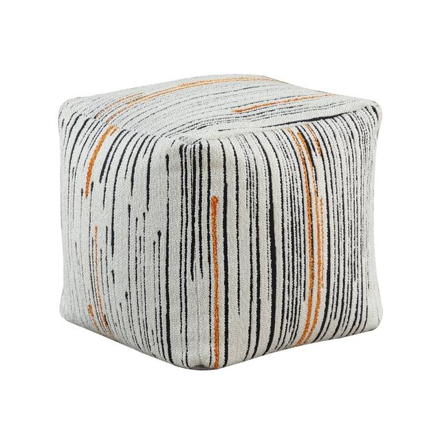 BM336169 Modern Pouf Ottoman - Multicolor Vertical Striped Jacquard&#44; 16 in.