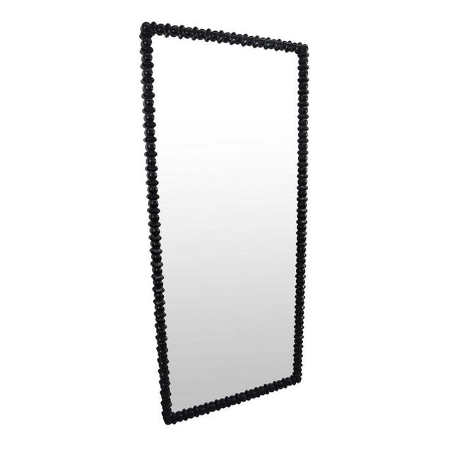 BM334812 Perz Floor Mirror - 72 in.&#44; Rectangular Shaped Black Beaded Wood Frame
