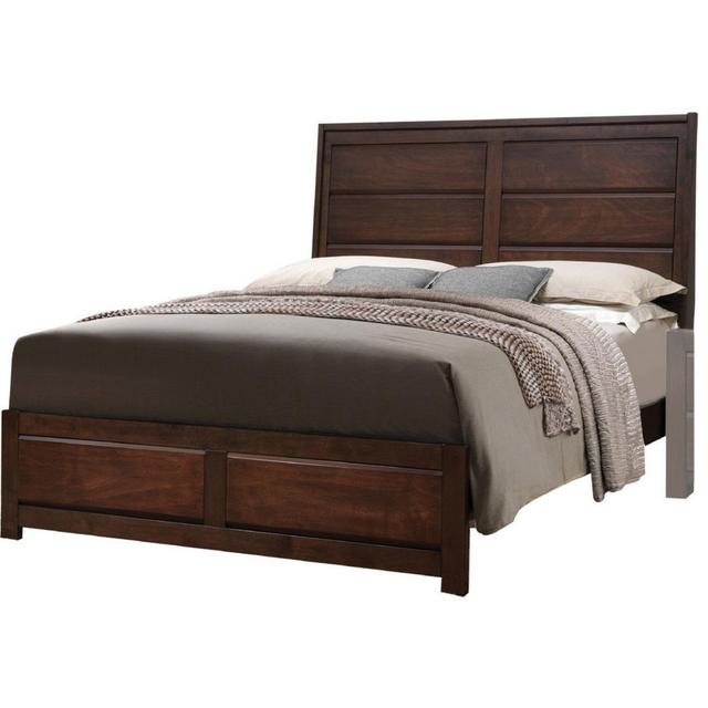 Raised Panel Design Wooden Eastern Bed with Sleek Legs&#44; Walnut Brown - King Size