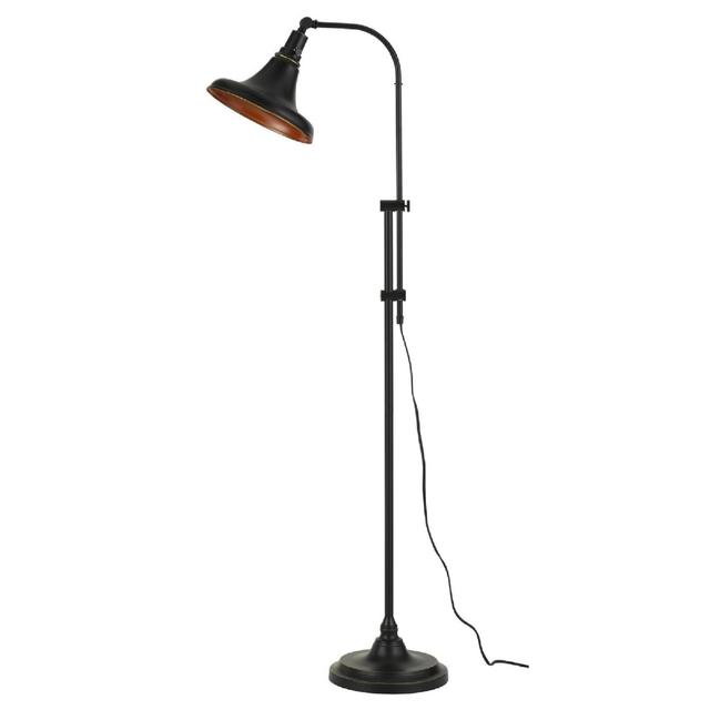 47 in. Adjustable Metal Floor Lamp & Tapered Shade&#44; Black