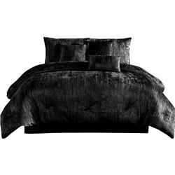 BM283906 Jay Comforter Set with Polyester Velvet & Deluxe Texture&#44; Black - King Size - 7 Piece