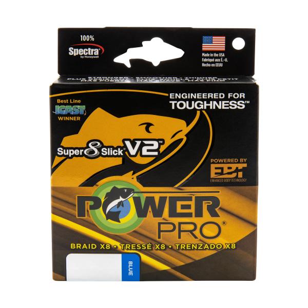 42921487 65 lbs PowerPro Super 8 Slick V2 Braided Fishing Line, Blue - 150 Yard