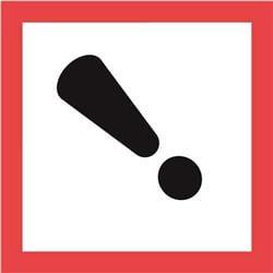 Tape Logic DL4242 2 x 2 in. Pictogram - Exclamation Mark Labels, Red, White & Black - Roll of 500