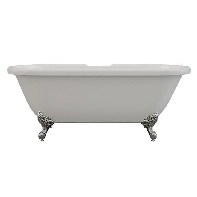 60 x 30 in. Acrylic Double Ended Clawfoot Bathtub with 7 in. Deck Mount Faucet Drillings & Polished Chrome Feet